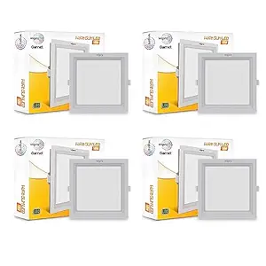 wipro Garnet 10W Square LED Wave Panel | Cool White Light (6000k) | Ultra-Slim Design | Recessed Down Light for False Ceiling | Cutout - 125x125mm | Pack of 4