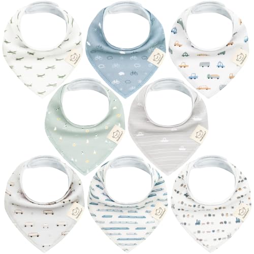 Image of KeaBabies 8pk Organic Baby Bandana Bibs for Drooling and Teething (Vessels)
