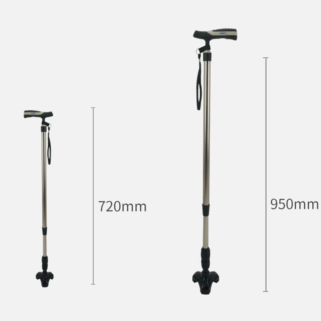 Muletas telescópicas antideslizantes Bastón El amortiguador antideslizante de tres patas se puede usar en ancianos con una altura de 10 bloques (72-95 cm de altura ajustable) para artritis, ancianos,
