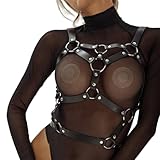 Punk Gothic Women's Body Chest Harness Belt PU Leather Fetish Sexy Caged Adjustable Bondage restraints Strap for Ladies BDSM SM Cosplay Costume Rave Nightclub Clubwear Masquerade Party Accessories