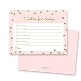 48 Cnt Gold Glitter Graphic Dots Pink Baby Wishes Card
