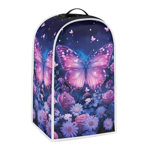 Image of Talayituse Butterfly Rose Daisy Flower Print Blender Dust Cover, Fingerprint Protection Cover for Stand Mixer or Coffee Machine, Home Kitchen Appliance Covers for Stain Dust Resistant Supplies