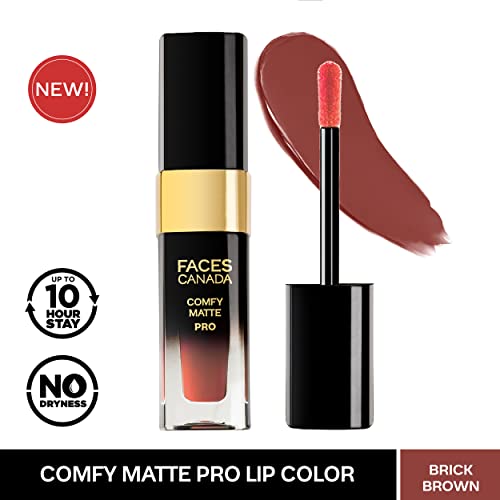 Image of FACESCANADA Comfy Matte Pro Liquid Lipstick - Brick Brown 08, 5.5 ml | 10HR Longstay | Intense Color | Macadamia Oil & Olive Butter Infused | Lightweight Super Smooth | No Dryness | No Alcohol