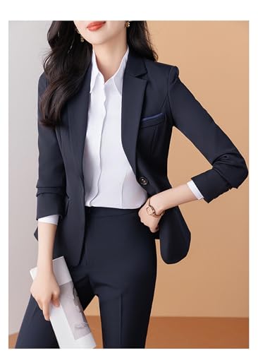 Women's 2 Piece Suit Lady One Button Business Work Office Slim Fit Blazer Jacket Pants Set2