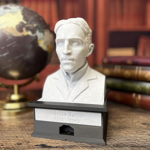MunnyGrubbers - Nikola Tesla - Talking Busts - Plastic Collectible Toy - Press The Button for a Quote or Fun Fact - (Marble)