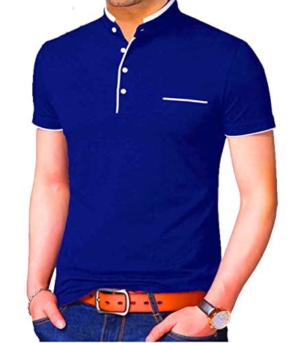 Image of Stylish and Handsome Mandarin Collar Half Sleeves T Shirt for Men Combo (Pack of 1)