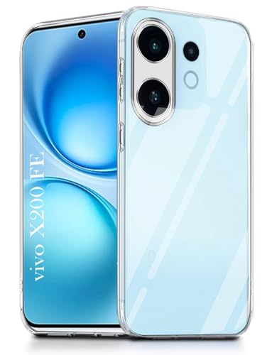 Image of Jkobi Back Case Cover for Vivo X200 FE (Silicone Clear Shockproof Case with Camera Protection and Dust Plugs | Transparent)