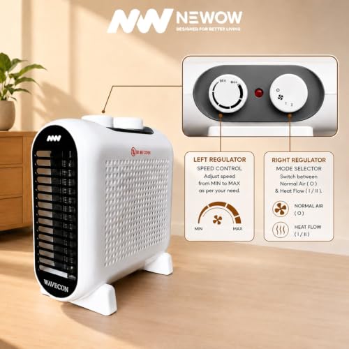 Image of NW Wavecon Electric Room Heater 2000W | Portable Heater for Bedroom & Office | Adjustable Heating Modes | Advanced Overheat Protection | | ISI Marked | 1 Year Replacement Warranty