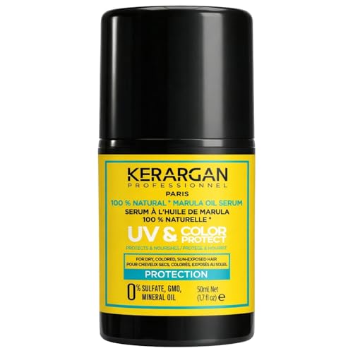 Kerargan - Suero Capilar Protector UV & Color con Aceite de Marula para Cabello Seco y Teñido – Anti-Frizz, Alisante, Hidratante – Sin Sulfatos, OGM, Aceites Minerales – 50ml
