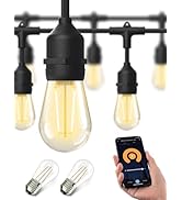 XMCOSY+ Smart Outdoor String Lights, 98Ft LED Patio Lights Waterproof IP65, App Control, Compatib...