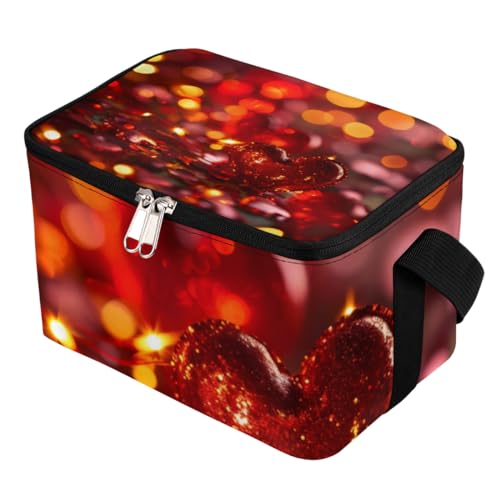 GzLeyigou Lunch Bags for Women Men 9 Cans,Red Love Hot & Cold Food Delivery Bag Insulated Grocery Bag Insulated Lunch Box Cooler Bag for Office Work Picnic Beach