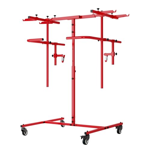 Jenified Auto Body Panel Paint Stand for Doors and Fenders, Rolling Automotive Painting Rack Holder with Adjustable Clamps, Dual Support Repair Stand with Locking Casters for Repair Workshop