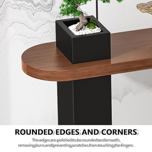 Mesa de entrada decorativa para pasillo en madera de estilo rustico 8