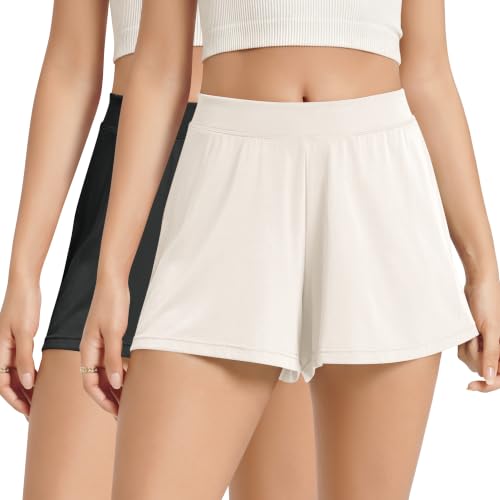 Image of ODODOS 2-Pack Ultra-Soft Modal Lounge Shorts for Women - Lightweight & Breathable Sleepwear, 3 inch Inseam