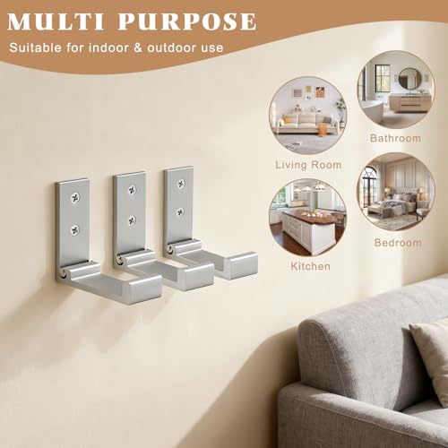 YOCZOX - Pack de 3 ganchos de pared plegables de aleación de aluminio. Gancho individual para abrigos, para cocina, baño, dormitorio, etc.