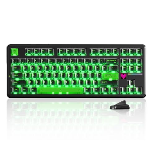ATTACK SHARK X87Ultra �Q�[�~���O�L�[�{�[�h���C�����X���J�j�J���L�[�{�[�h ���j�A Bluetooth/2.4G/�L�� �f���A��8KHz 0.125ms��x�� TKL 87�L�[ RGB �_?�f�B�X�v���C �z�b�g�X���b�v�Ή� ��e�ʃo�b�e