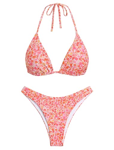Image of ZAFUL Womens Halter Bikini Sets Triangle Bikinis High Cut Swimsuits 2 Piece Bathing Suits Sexy Swimwear