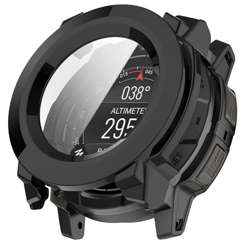 DHK RETAIL �ی�P�[�X �����K���X��ʕی�t�� PC �E�H�b�`�J�o�[�AGarmin Instinct 3 AMOLED 45mm / Instinct 3 Solar 45mm �p - �u���b�N