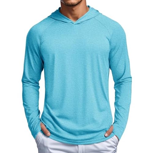 MAGCOMSEN Men's UPF 50+ Sun Shirts Long Sleeve Fishing Hoodie Shirt Lightweight Athletic Swim Running Hiking Rash Guard