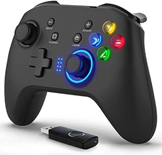 Wireless Gaming Controller, Dual-Vibration Joystick Gamepad Computer Game Controller for PC Windows 7/8/10/11, PS3, Switch- Black