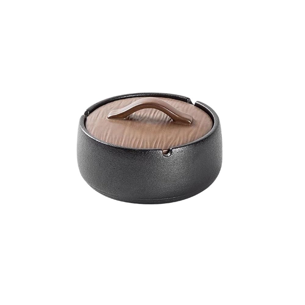 Indoor Decorative Tabletop Retro Ceramic with Lid Ashtray Frosted Texture for Living Room Kitchen Balcony for Desktop