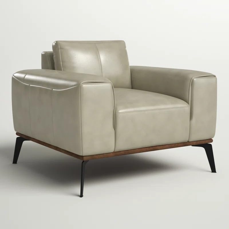 Image of LEGACY OF COMFORT Conley Leather Armchair Lounger Armchair Sofa One Seater Sofa for Living Room Offices Hotels (Ash Green, One Seater)