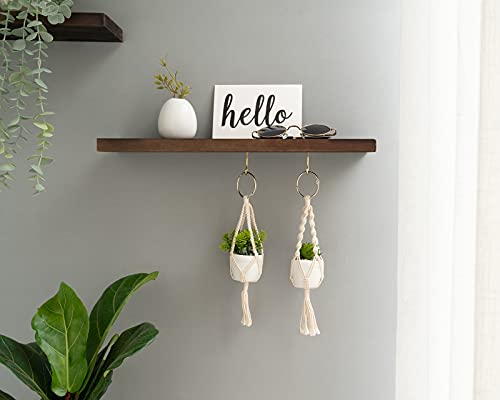 Mkono Mini Macrame Plant Car Accessories Rear View Mirrior Charm Cute Hanging Rearview Car Decor Boho Hanger With Artificial Succulent Plants Gifts For Plant Lover Set Of 2, White #TOP5