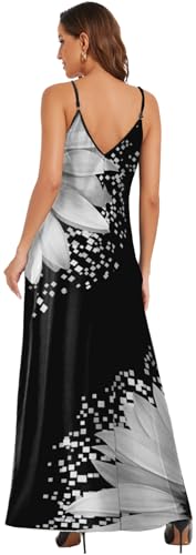 Image of Women's Maxi Sunflower Dresses Sleeveless Long Tie Dye Dress Casual Sundresses with Pockets