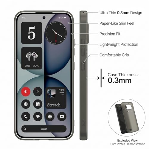 Image of FIRST MART Back Cover for Nothing 4A 5G | Ultra-Thin Frosted Matte Semi-Transparent Silicone Case, Anti-Slip Grip, Precise Fit | Black