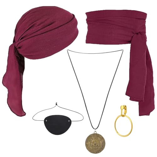 LUYIEDHA Accesorios de Disfraz de Capitán Pirata, 5 Piezas