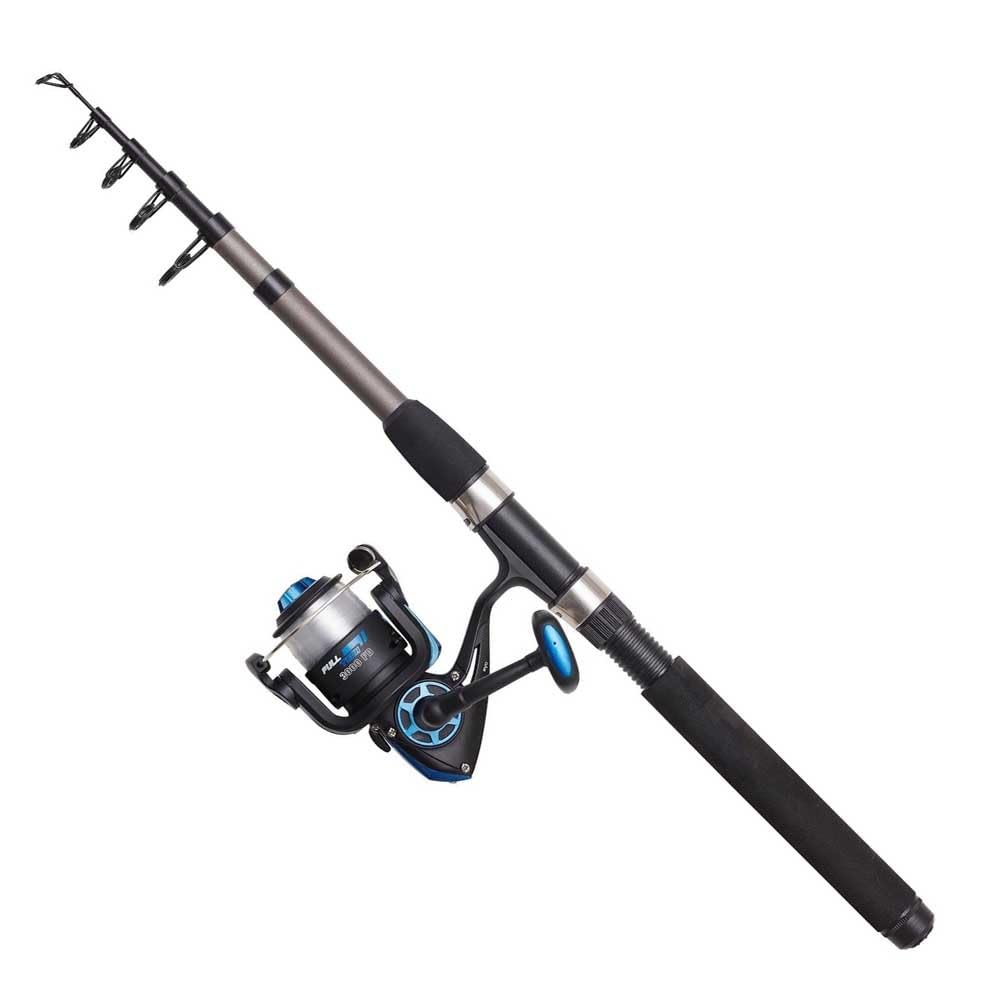 DAM Full Tech Tele Spinning Combo, Freshwater Angler Fishing Rod & Reel Pike Perch Zander & More, Strong Leightweight & Versatile, Black & Grey, 2.40m Moderate Fast Rod, 3000 Size Reel