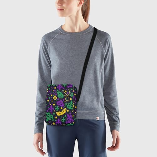 VIGTRO Small Crossbody Bag for Women Men, Mardi Gras Messenger Bag Purse with Adjustable Strap, Colorful Mask Small Shoulder Bag for Travel Outdoor Sports2