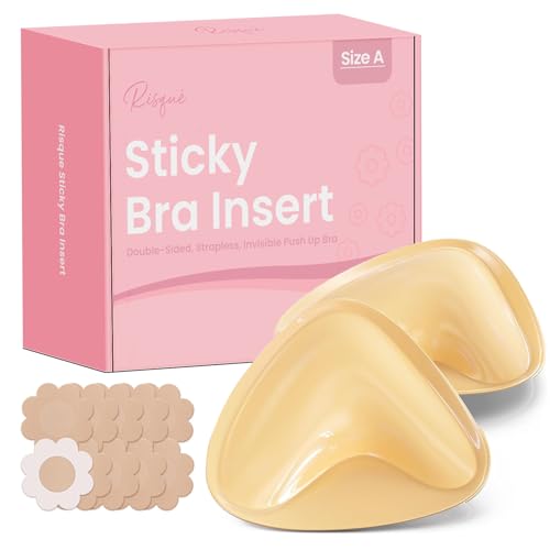 Size A Double Sided Sticky Bra Inserts Reusable | Push Up Lift Self-Adhesive Pads for Strapless, Bikini, Swimsuit, and Sports Bras | Comfortable, Invisible Support for a Natural Look | Long-Lasting