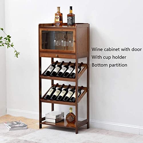 Soporte para botellas de vino de bambú natural con estante miniatura 6