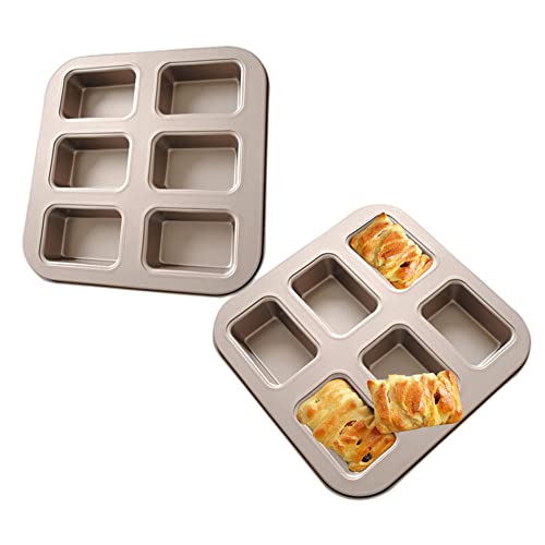 Xzjmy 2 Pcs Bun Pan,Muffin Pan,Mini Rectangle Cake Pan,6 Cup Non-Stick Cupcake Baking Pan For Making Muffins Or Cupcakes #TOP6