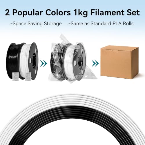 Image of Dynta PLA 3D Printing Filament 1KG - 1.75mm High Precision ±0.02mm 3D Printer Filament, Compatible with Creality Ender-3 V3, Prusa Mini+, Perfect for Beginners and Hobby DIY Users, Black & White
