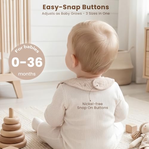 Image of Konssy 3-Pack Muslin Baby Girl Bibs, 100% Cotton with Ruffle Trim | Ultra Soft & Absorbent, Baby Essentials for Drooling and Teething, for Newborn, Infant & Toddler 0-36 Months