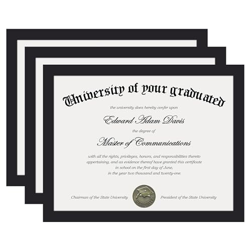 Image of upsimples Certificate Frame, 8.5 by 11 Diploma Frames, 3 Pack, Black
