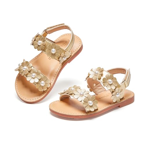 Image of Felix & Flora Toddler Girl Sandals - Flower Girl Dress Shoes Open Toe Little Kid Flats