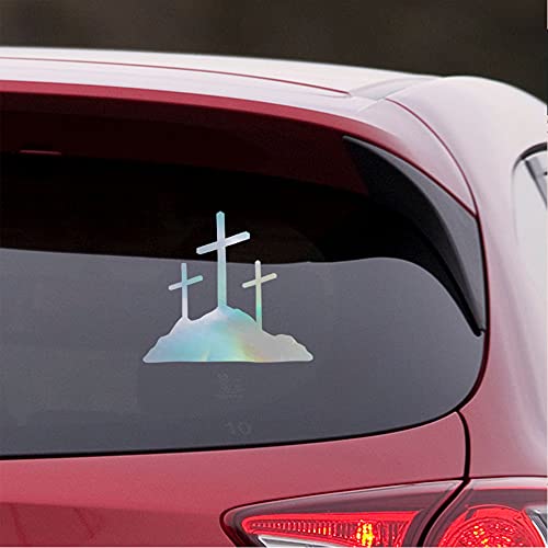 Image of Calvary Crosses Christian Jesus (Hologram) (Set Of 2) Premium Waterproof Vinyl Decal Stickers For Laptop Phone Accessory Helmet Car Window Bumper Mug Tuber Cup Door Wall Decoration