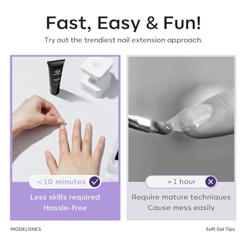 Image of Modelones Medium Square Nail Tips - 510Pcs Fake Nails Gel Tips Pre-shaped Half Matte Full Cover Acrylic Gel Kit Press on Manicure Extension Art DIY Salon 15 Sizes