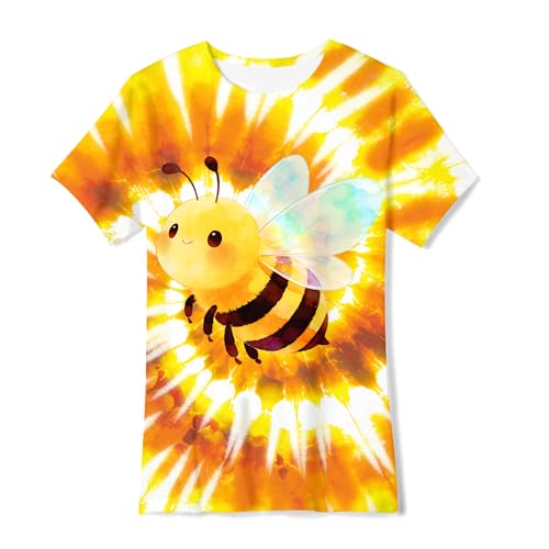 Image of SunFoucs Girls Kids Shirts Size 5-12 Tie Dye Casual Tshirt Short Sleeve Crewneck Tee Top | Short Sleeve Rainbow Tee Top