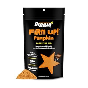 Diggin’ Your Dog – Firm Up Pumpkin for Dogs & Cats – Fiber Supplement with Pumpkin & Apple Fiber for Cat & Dog Digestive Support – Made in USA, 4 oz