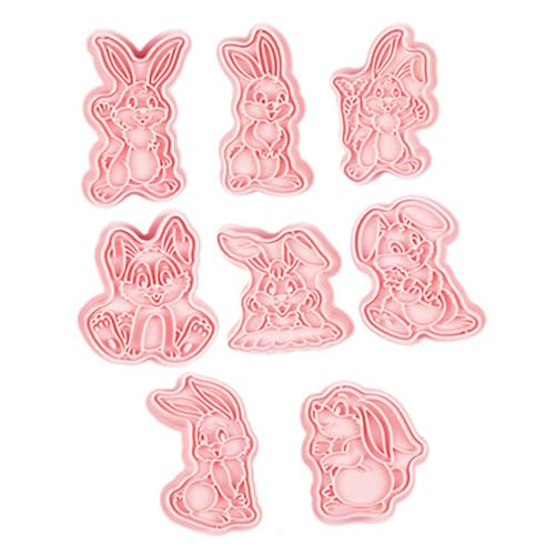 ULTECHNOVO 8Pcs Easter Bunny Cookie Molds DIY Biscuit Stamps for Year Parties Easy to Use and for Baking Cookies and Treats