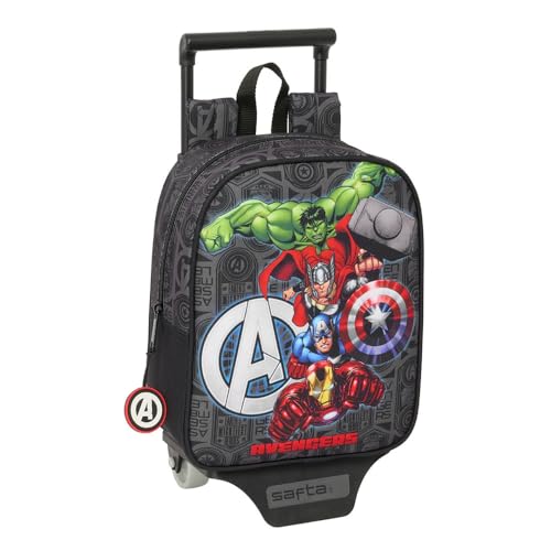 Safta AVENGERS VENDETTA - Mochila Guardería con Carro, Ideal para Niños de Diferentes Edades, Cómoda y Versátil, Calidad y Resistencia, 22x10x27 cm