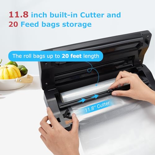 Image of Vacuum Sealer Machine with 55 Count 8''*12'' Food Sealer Bags and 11''*118'' Vacuum Roll, INKBIRD Vacuum Sealing Machine with Dry|Moist|Liquid|Pulse Sealing Modes for Food Preservation