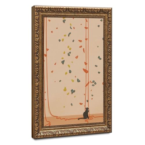 Poster chat grimpant abstrait et minimaliste sur toile en format compact 20x30 cm