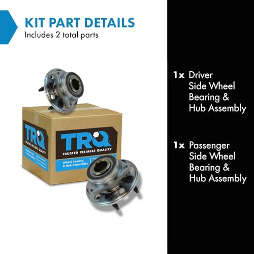 Image of TRQ Left and Right Wheel Bearing and Hub Assembly Set 2 Piece Compatible with 10-17 Chevrolet Equinox 14-17 Impala 13-16 Cadillac XTS 15-16 CTS All Wheel Drive 10-17 GMC Terrain 10-16 Buick Lacrosse
