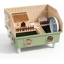 Small Animal Houses & Habitats, Hamster Cage for Dwarf Mouse, Complete Acrylic Small Animal Starter Kit with Accessories, Easy Clean Transparent Pet Cage for Hamsters Gerbils Green