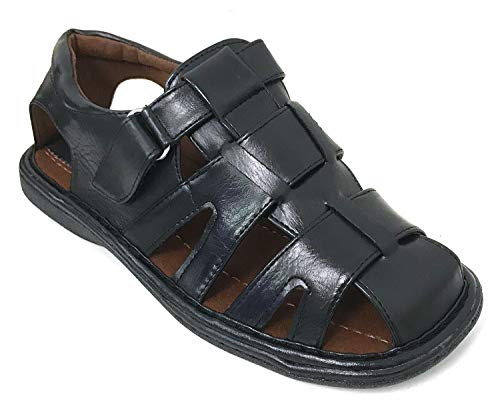 G4U-Veeko FLS Men's Sandals Closed Toe Adjustable Strap Buckle Fisherman Casual Summer Shoes (8 D(M) US, Black-053)